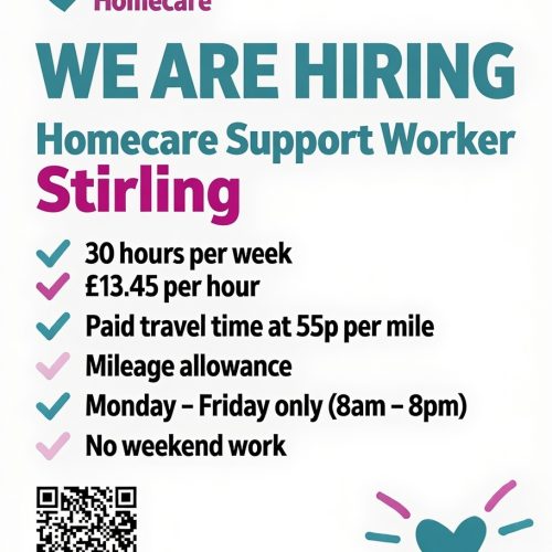 Creative Homecare recruitment advert for a Homecare Support Worker in Stirling.